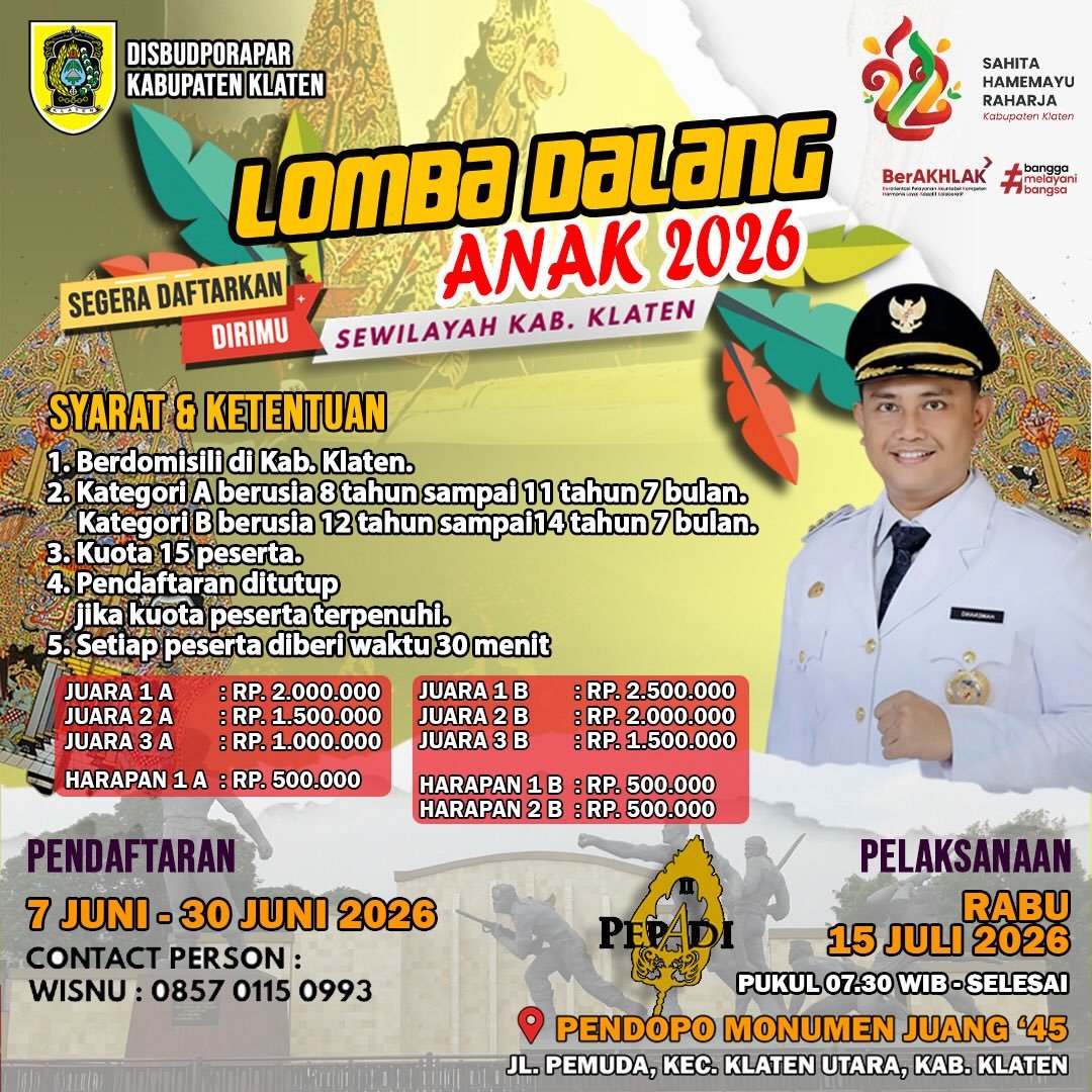 LOMBA DALANG ANAK KABUPATEN KLATEN 2026